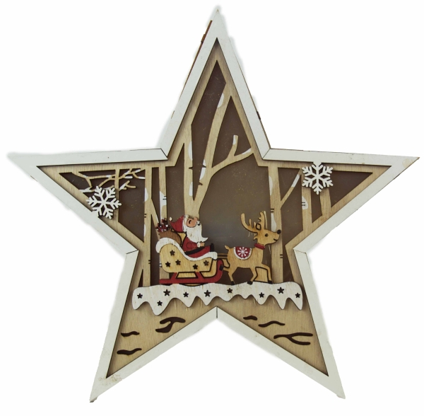 LED-Stern mit Nikolaus und Rentier – Weihnachtszauber wie ein Schwibbogen